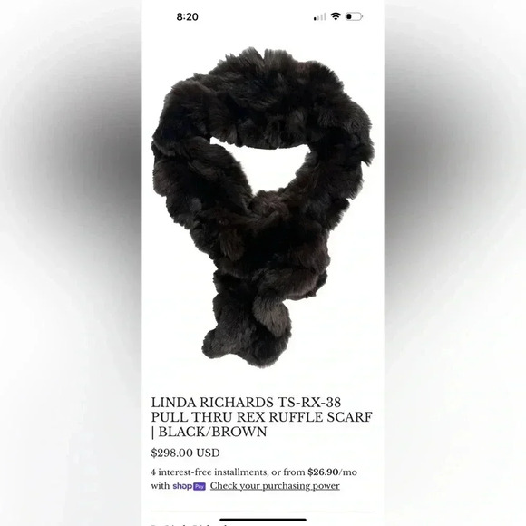 LINDA RICHARDS LUXURY PULL THRU REX RUFFLE SCARF RABBIT FUR - Picture 5 of 5